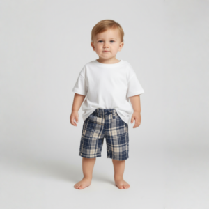 Bermuda Bebê Masculina Toffee & Co Xadrez Algodão (3-6m)
