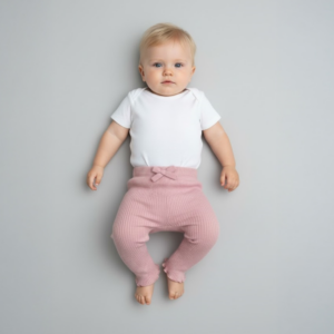 Calça Legging Canelada Rosa Bebê com Laço Zara (9-12 meses)