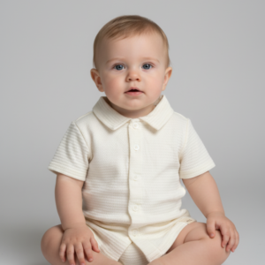 Camisa Bebê Polo Texturizada Off White Alakazoo (6-9 meses)