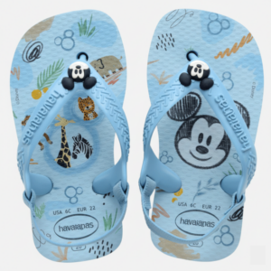 Chinelo Infantil Havaianas Baby Disney Classics Azul Lavanda com Elástico tam 19