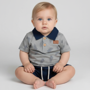 Conjunto Bebê Masculino Divertto Camisa Polo e Bermuda Sarja P 3-6m
