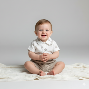 Conjunto Bebê RN Camisa Guaxinim e Short Bege (Casual Verão)