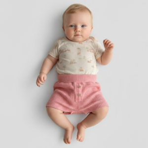Conjunto Body e Shorts Canelado Bebê Safari Nini & Bambini (Tam RN)