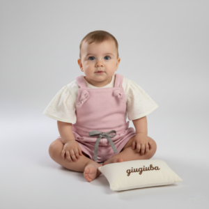 Conjunto CINTI Bebê Blusa e Jardineira Moletom Rosa (Tam P) Giugiuba