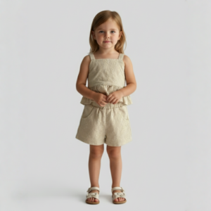 Conjunto Menina Nini Bambini Regata Peplum e Shorts Linho Broderie tam 2