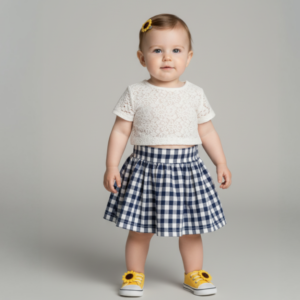 Saia Rodada Bebê Xadrez Nini & Bambini (Tam M) 3-6