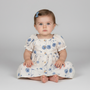 Vestido Bebê Off White Flores Dente-de-Leão Nini & Bambini (6-9 Meses)